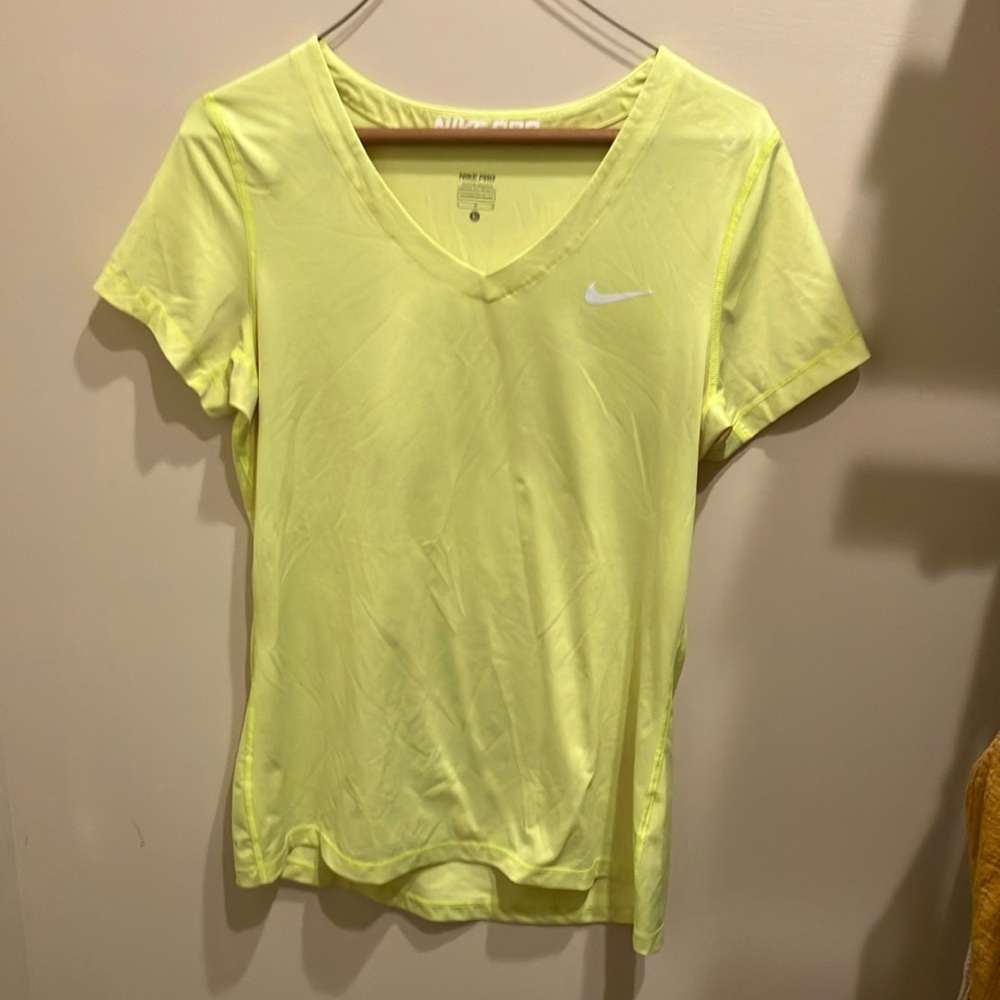 Neon Yellow Nike Pro Athletic Shirt